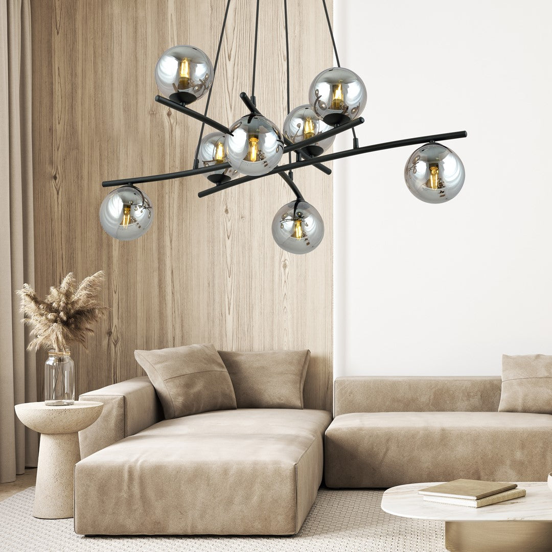 Essa 8 Light Pendant Black & Graphite