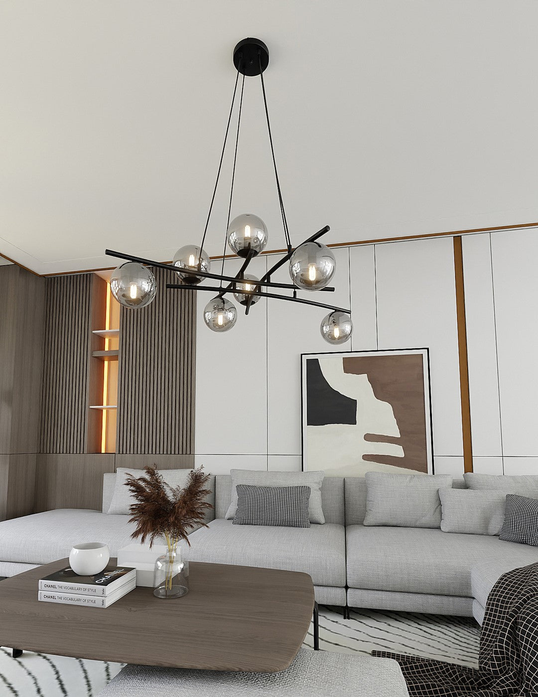 Essa 8 Light Pendant Black & Graphite