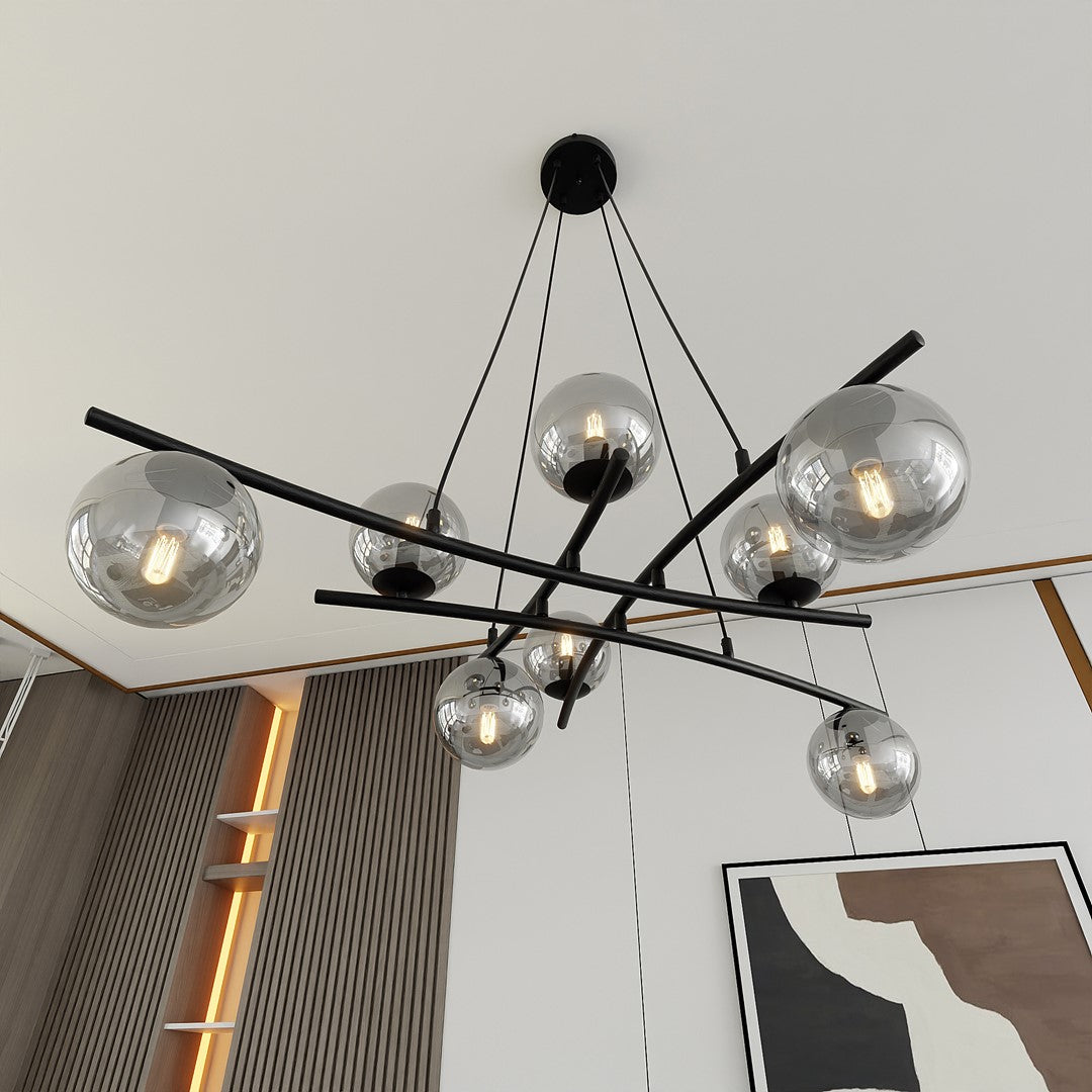 Essa 8 Light Pendant Black & Graphite