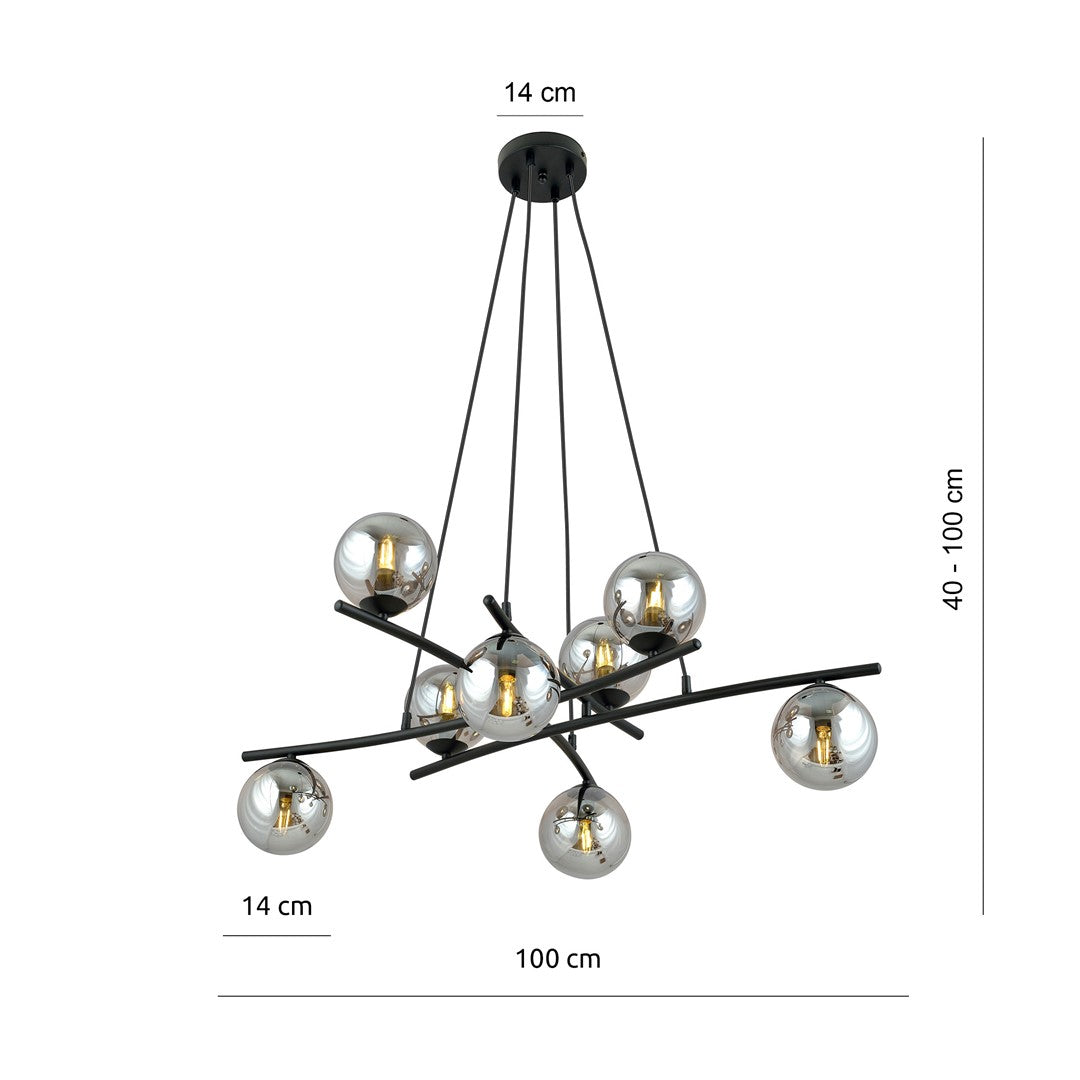 Essa 8 Light Pendant Black & Graphite
