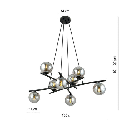 Essa 8 Light Pendant Black & Graphite
