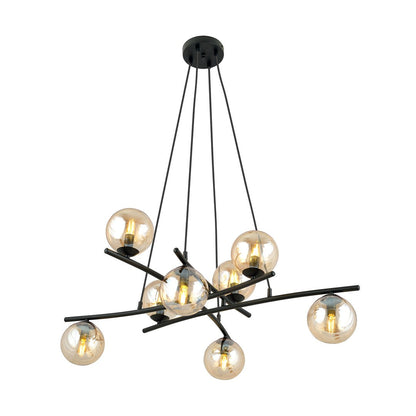 Essa 8 Light Pendant Black & Amber