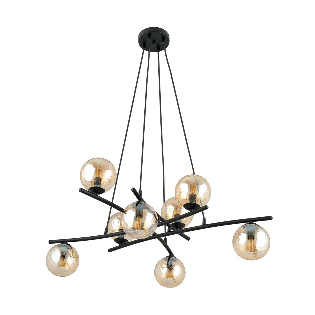 Essa 8 Light Pendant Black & Amber