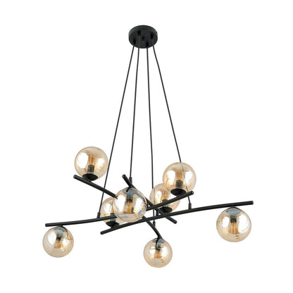 Essa 8 Light Pendant Black & Amber