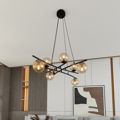 Essa 8 Light Pendant Black & Amber