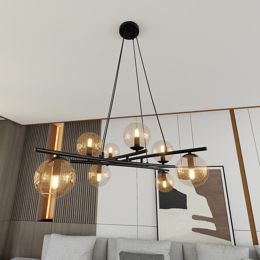 Essa 8 Light Pendant Black & Amber