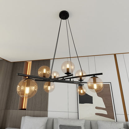 Essa 8 Light Pendant Black & Amber