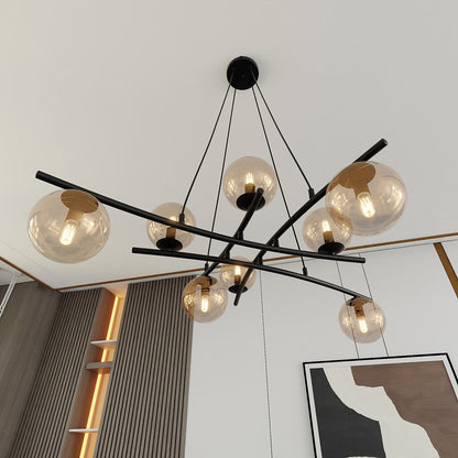 Essa 8 Light Pendant Black & Amber
