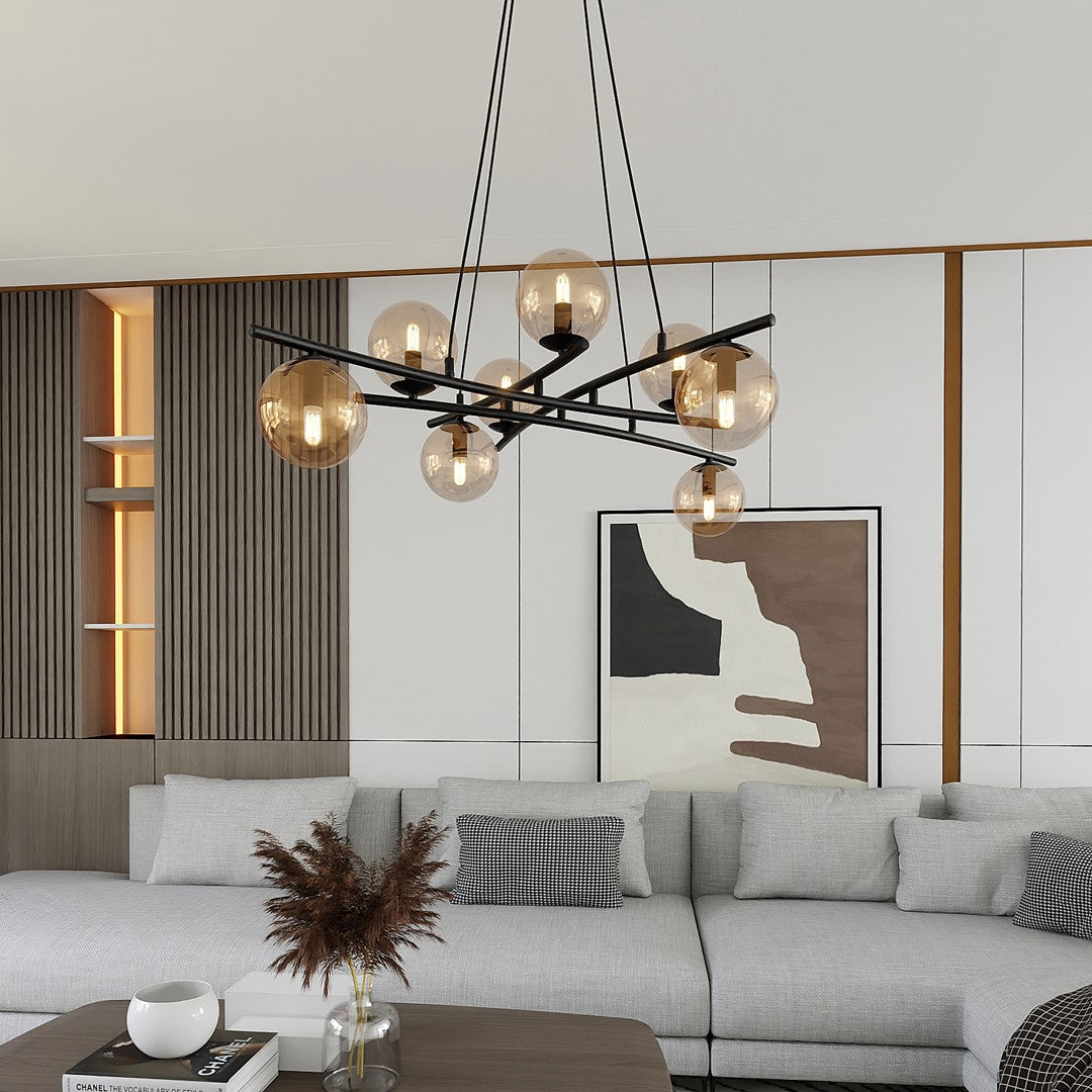 Essa 8 Light Pendant Black & Amber