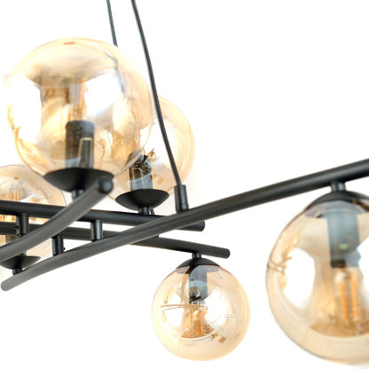 Essa 8 Light Pendant Black & Amber