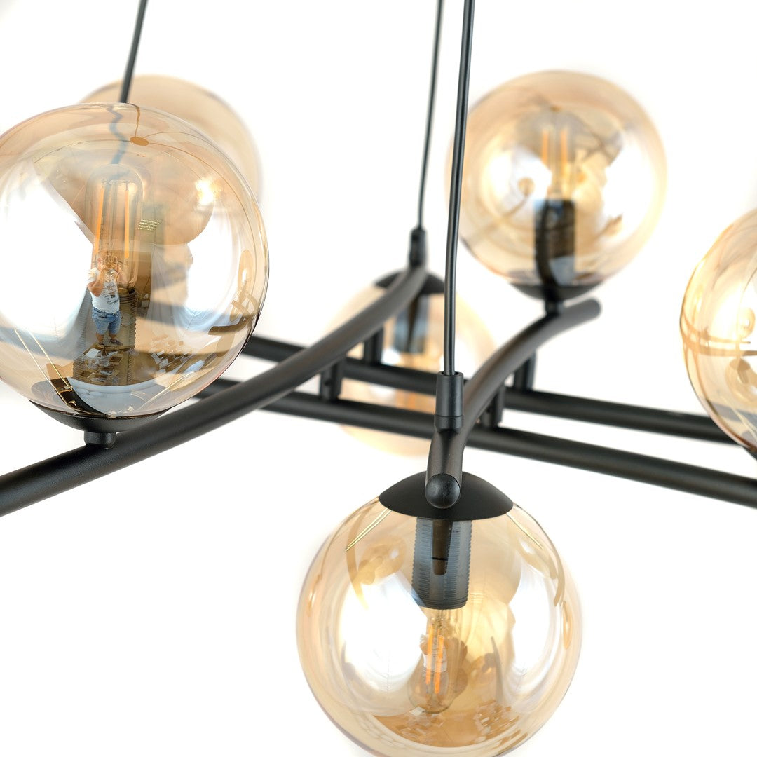 Essa 8 Light Pendant Black & Amber