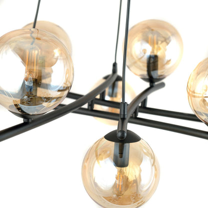 Essa 8 Light Pendant Black & Amber