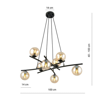 Essa 8 Light Pendant Black & Amber