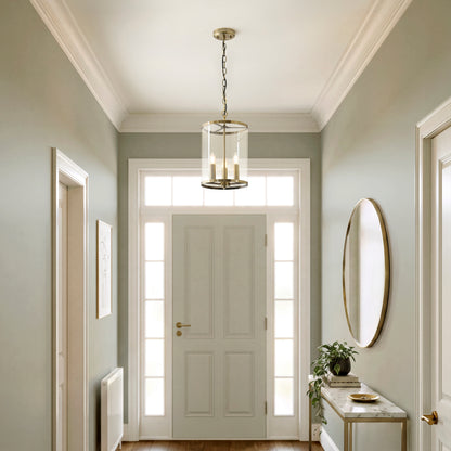 Hebden 3 Light Antique Brass & Clear Glass Pendant Ceiling Light