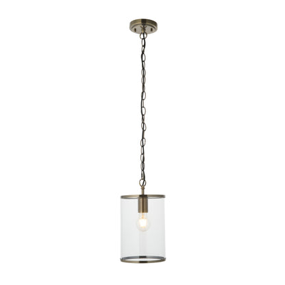 Hebden Antique Brass & Clear Glass Pendant Ceiling Light