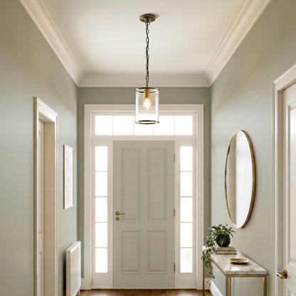 Hebden Antique Brass & Clear Glass Pendant Ceiling Light