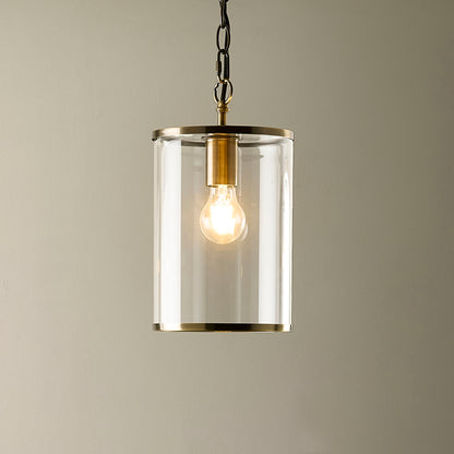Hebden Antique Brass & Clear Glass Pendant Ceiling Light