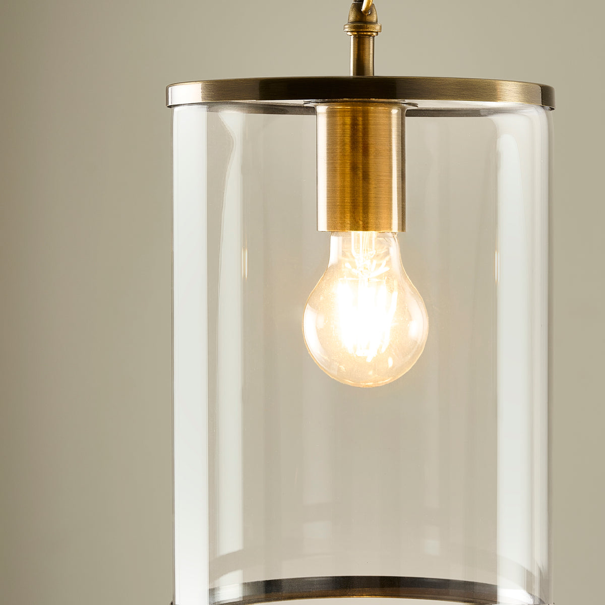 Hebden Antique Brass & Clear Glass Pendant Ceiling Light