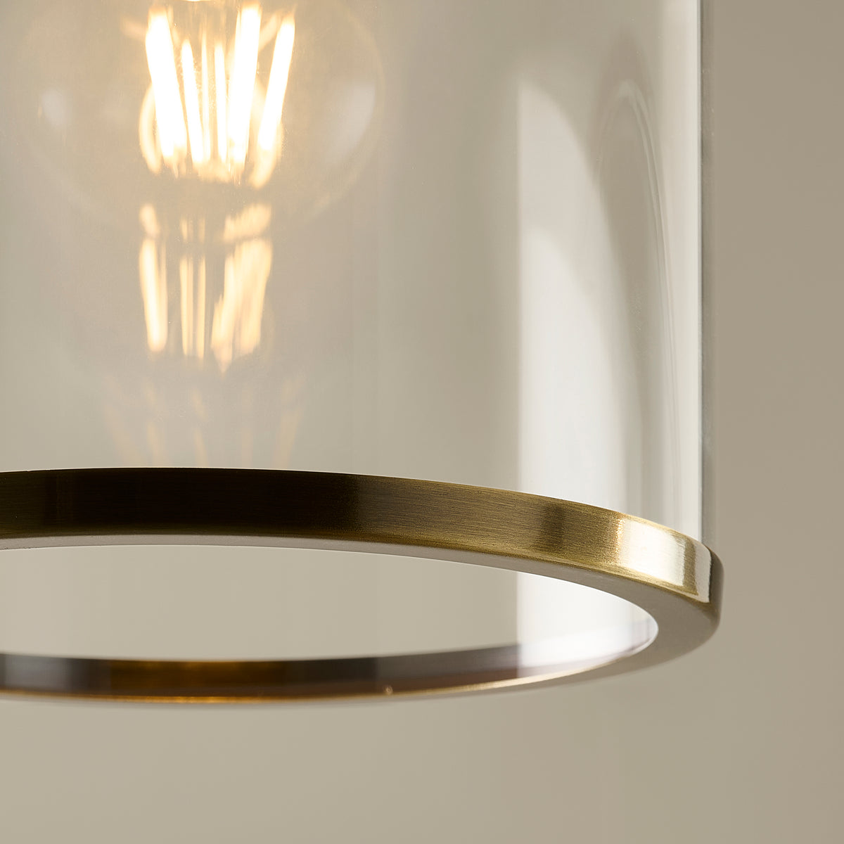 Hebden Antique Brass & Clear Glass Pendant Ceiling Light