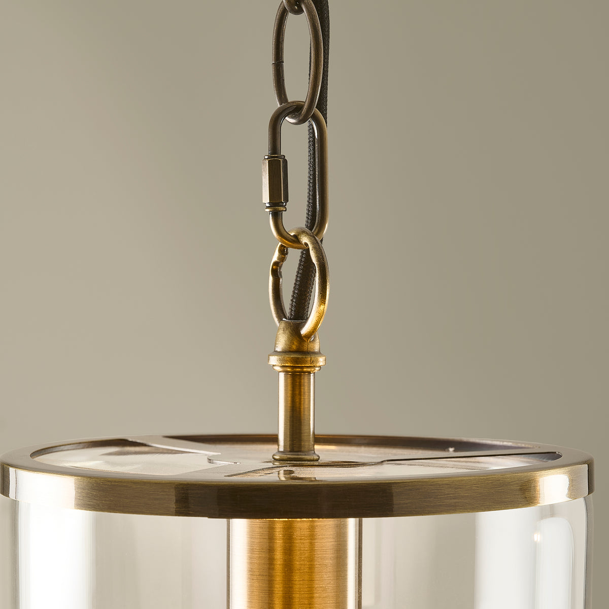 Hebden Antique Brass & Clear Glass Pendant Ceiling Light