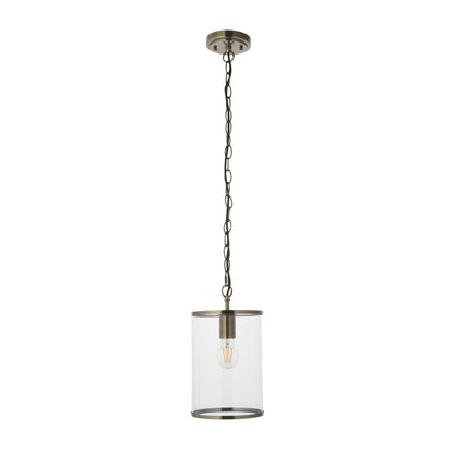 Hebden Antique Brass & Clear Glass Pendant Ceiling Light