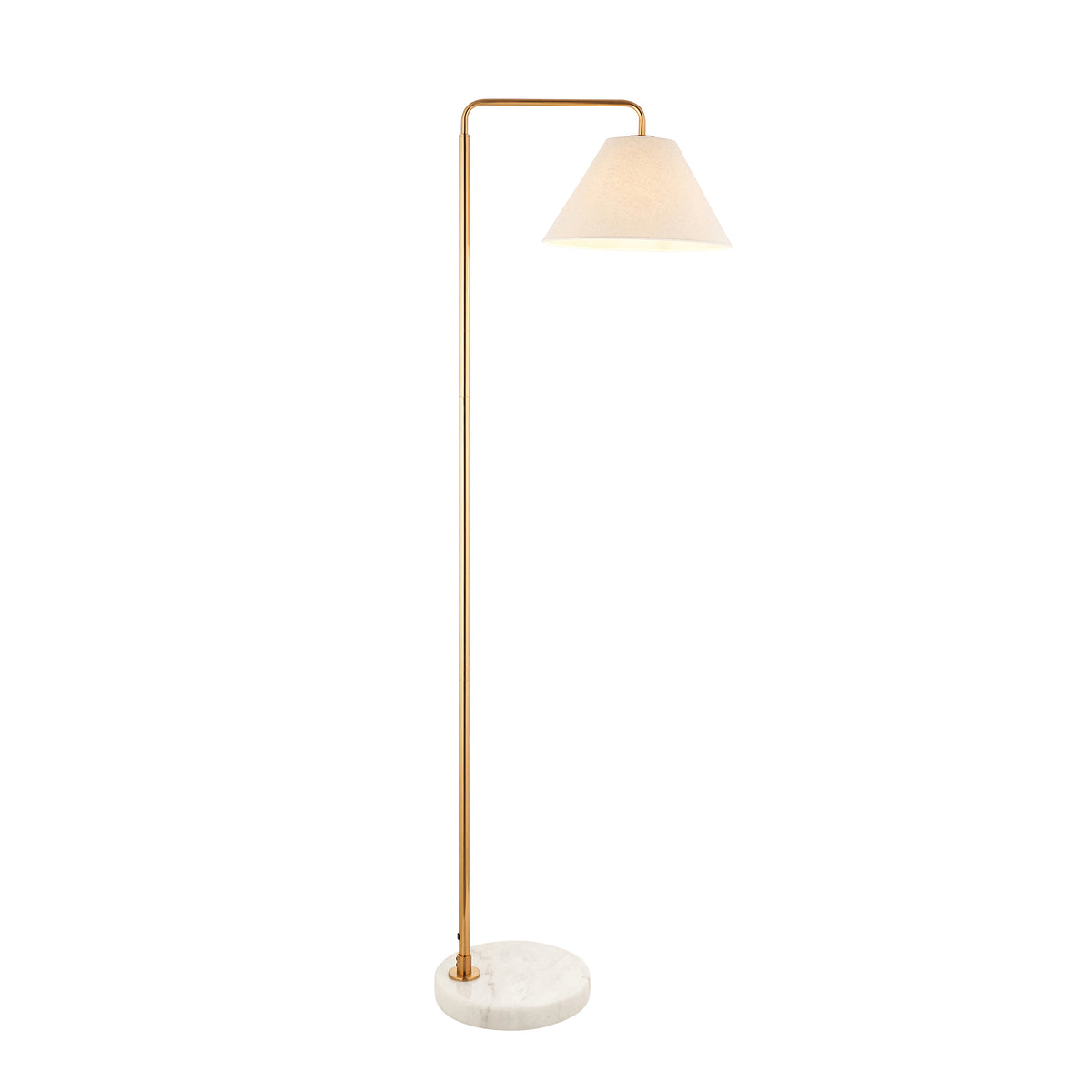 Wallbridge Aged Brass & Marble Floor Lamp with Linen Shade