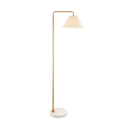 Wallbridge Aged Brass & Marble Floor Lamp with Linen Shade