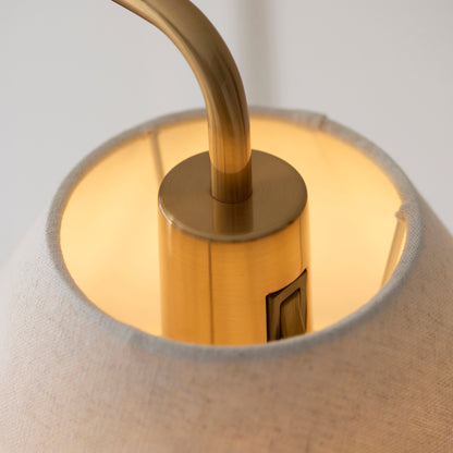 Wallbridge Aged Brass & Marble Floor Lamp with Linen Shade