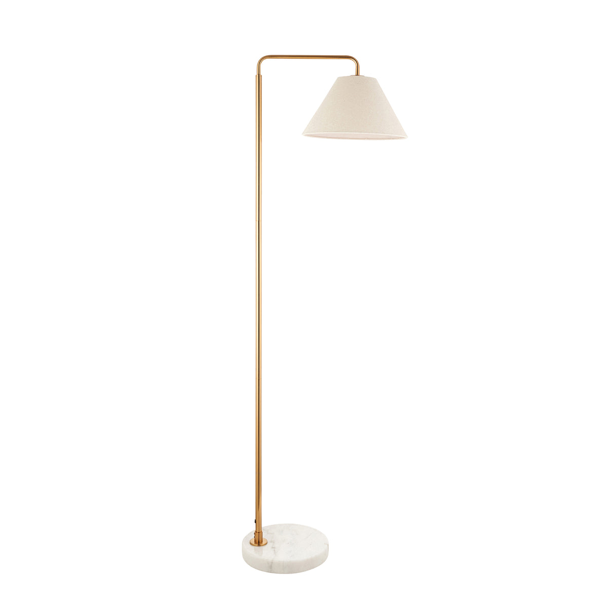 Wallbridge Aged Brass & Marble Floor Lamp with Linen Shade