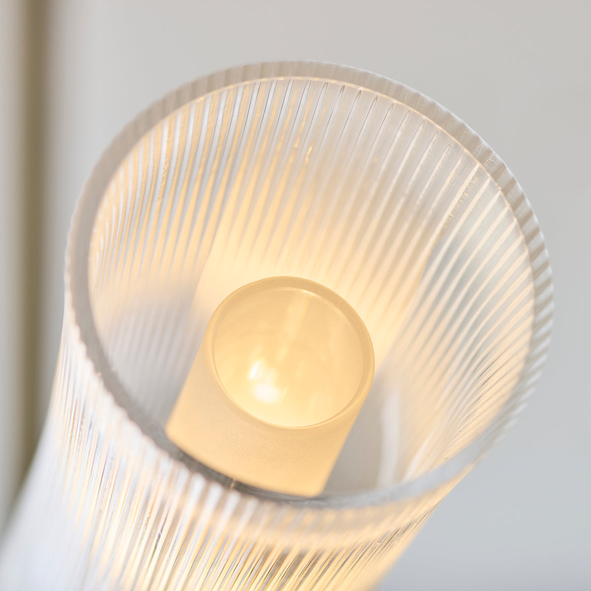 Avelyn 5 Light Antique Brass & Ribbed Glass Semi-Flush Ceiling Light