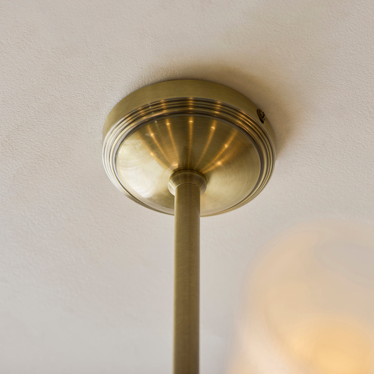 Avelyn 8 Light Antique Brass & Ribbed Glass Pendant Ceiling Light