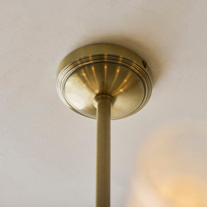 Avelyn 8 Light Antique Brass & Ribbed Glass Pendant Ceiling Light
