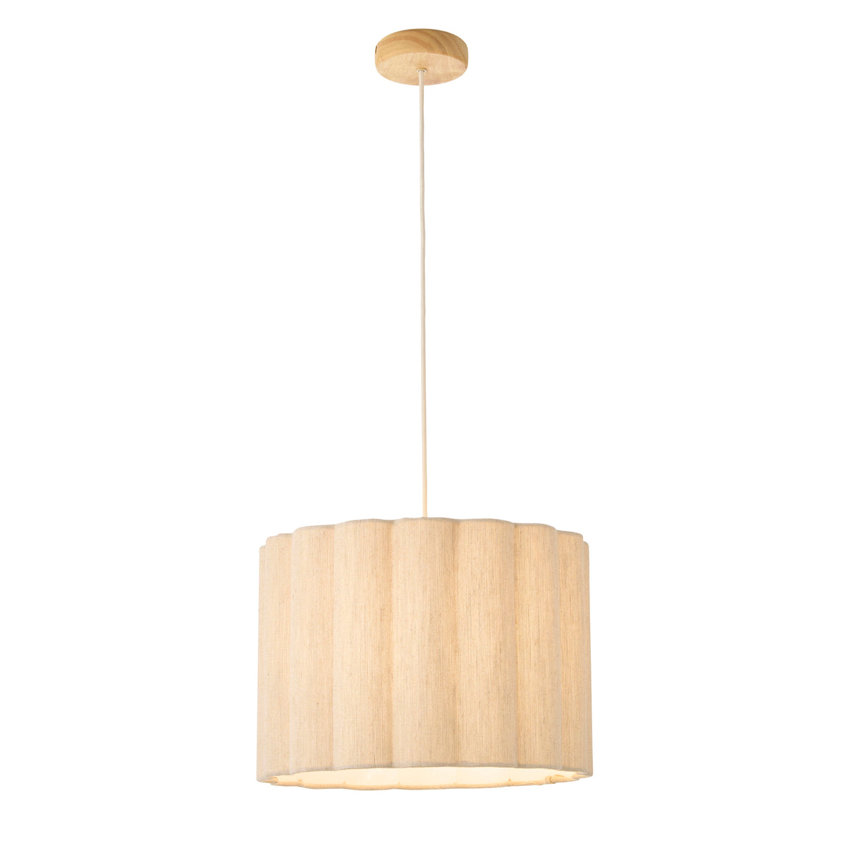 Olson Oak & Natural Scalloped Pendant Ceiling Light
