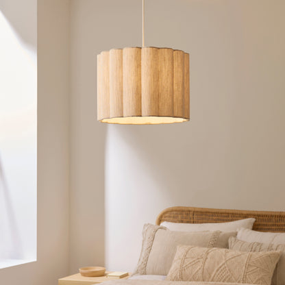 Olson Oak & Natural Scalloped Pendant Ceiling Light