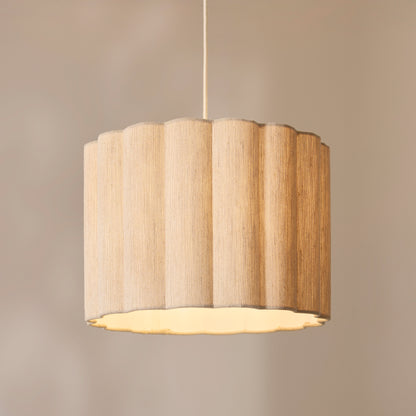 Olson Oak & Natural Scalloped Pendant Ceiling Light