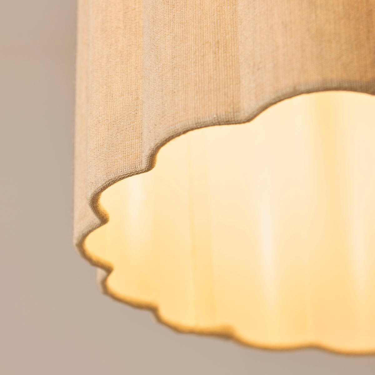 Olson Oak & Natural Scalloped Pendant Ceiling Light