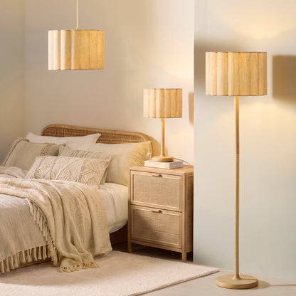 Olson Oak & Natural Scalloped Pendant Ceiling Light