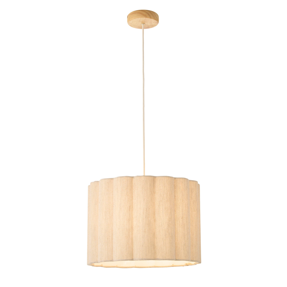 Olson Oak & Natural Scalloped Pendant Ceiling Light