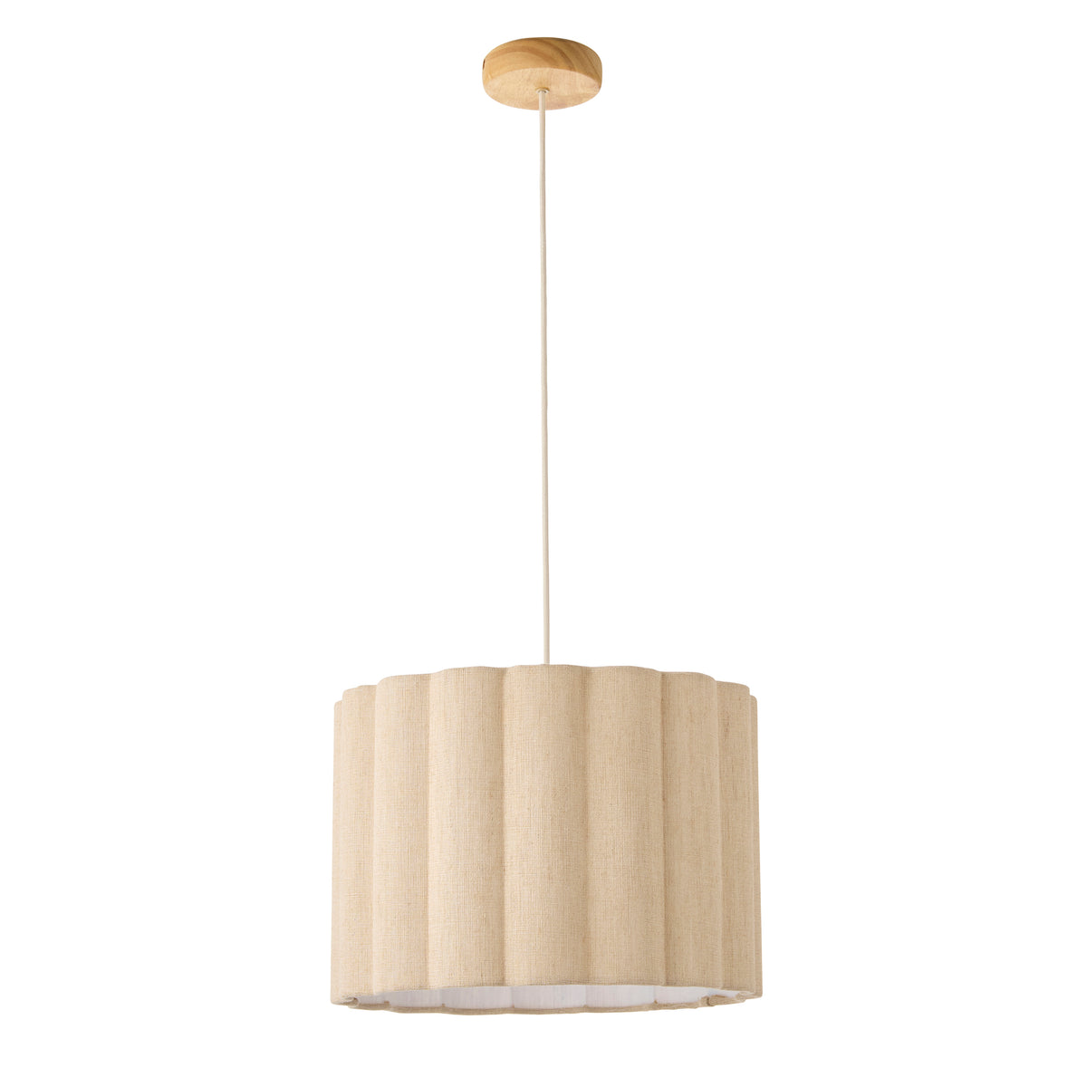 Olson Oak & Natural Scalloped Pendant Ceiling Light