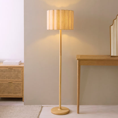 Olson Oak & Natural Scalloped Floor Lamp