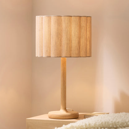Olson Oak & Natural Scalloped Table Lamp