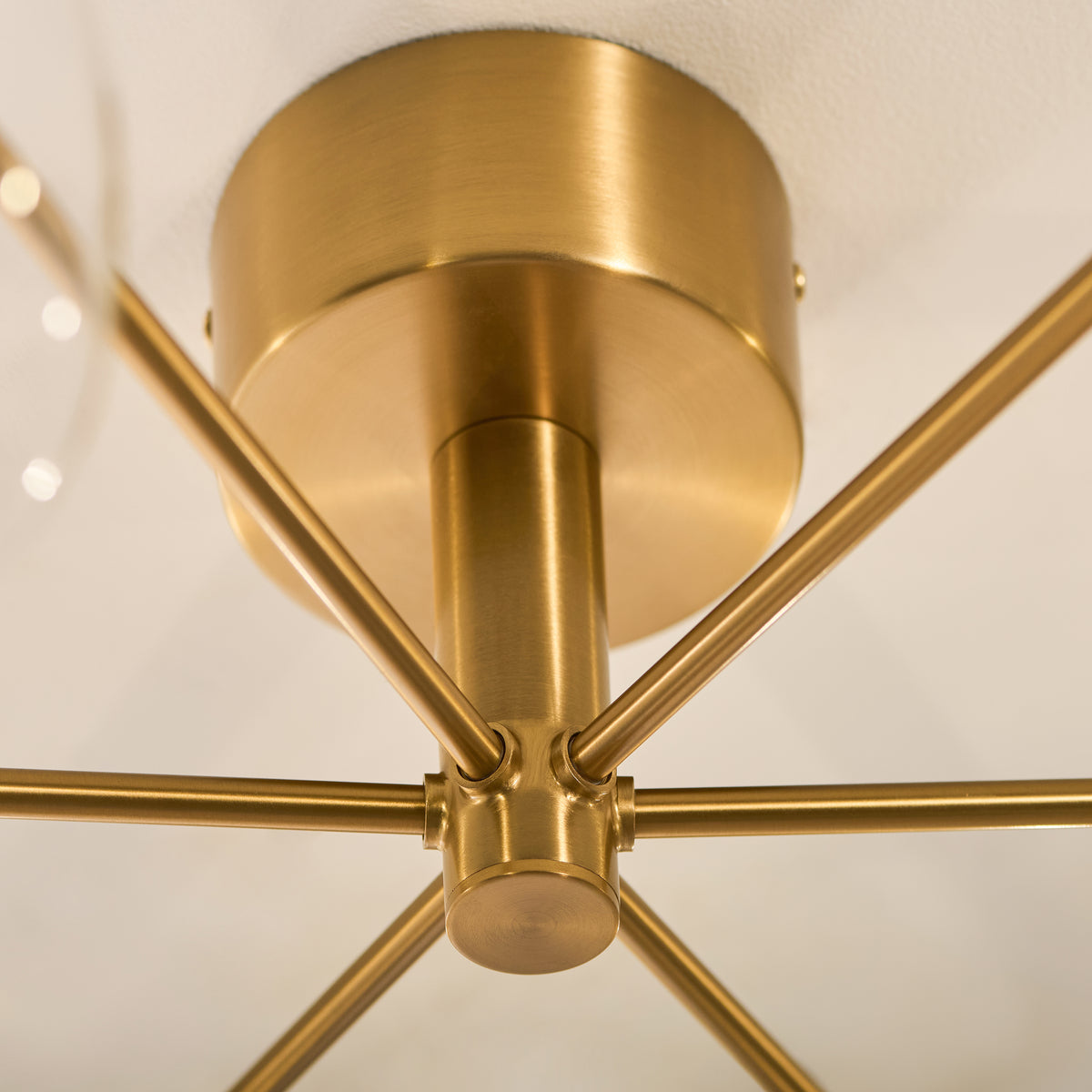 Oslo 6 Light Aged Brass & Clear Glass Semi-Flush Ceiling Light