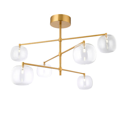 Oslo 6 Light Aged Brass & Clear Glass Pendant Ceiling Light
