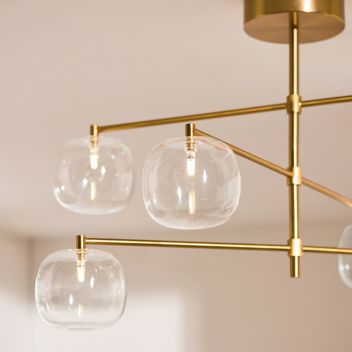 Oslo 6 Light Aged Brass & Clear Glass Pendant Ceiling Light