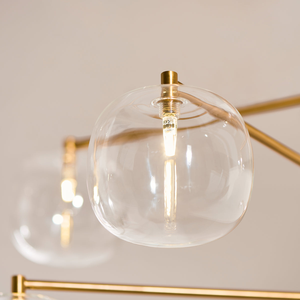 Oslo 6 Light Aged Brass & Clear Glass Pendant Ceiling Light