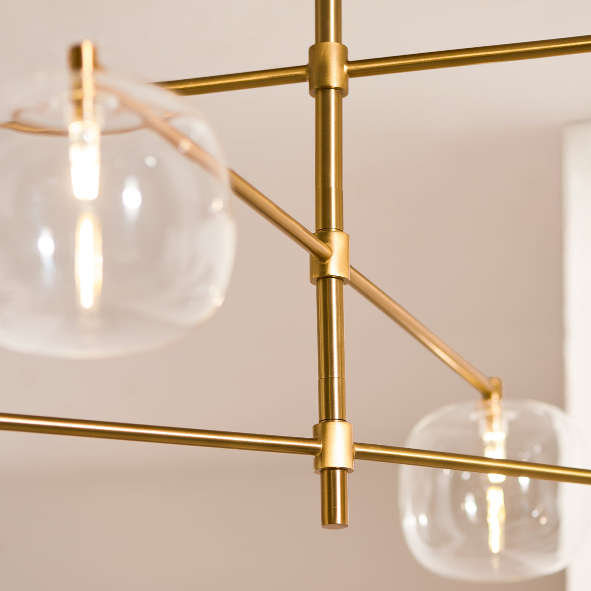 Oslo 6 Light Aged Brass & Clear Glass Pendant Ceiling Light