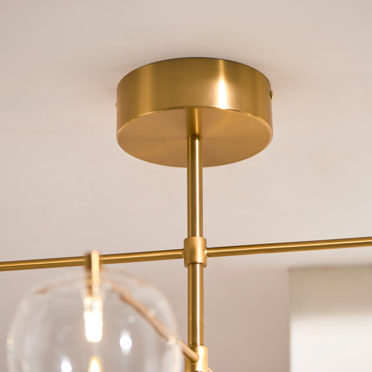 Oslo 6 Light Aged Brass & Clear Glass Pendant Ceiling Light