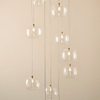 Oslo 12 Light Aged Brass & Clear Glass Cascade Pendant Light