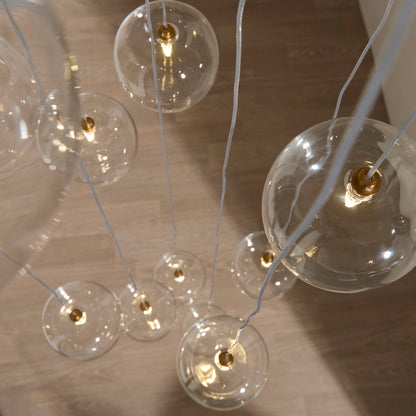 Oslo 12 Light Aged Brass & Clear Glass Cascade Pendant Light