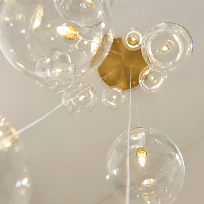 Oslo 12 Light Aged Brass & Clear Glass Cascade Pendant Light